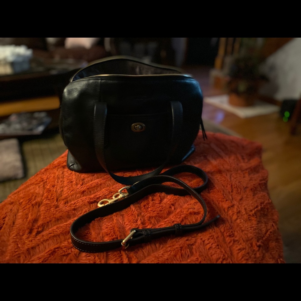 Black leather bag